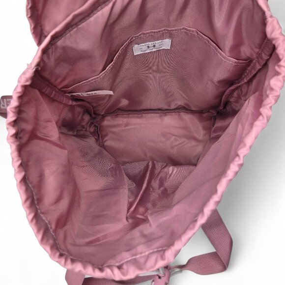 Under Armour Favorite Back Pack Women's Pink Cinch Flap Canvas Strap Spell Out - Picture 6 of 8